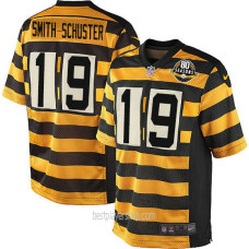 Mens Pittsburgh Steelers #19 Juju Smith Schuster Authentic Gold Alternate Throwback Jersey Bestplayer